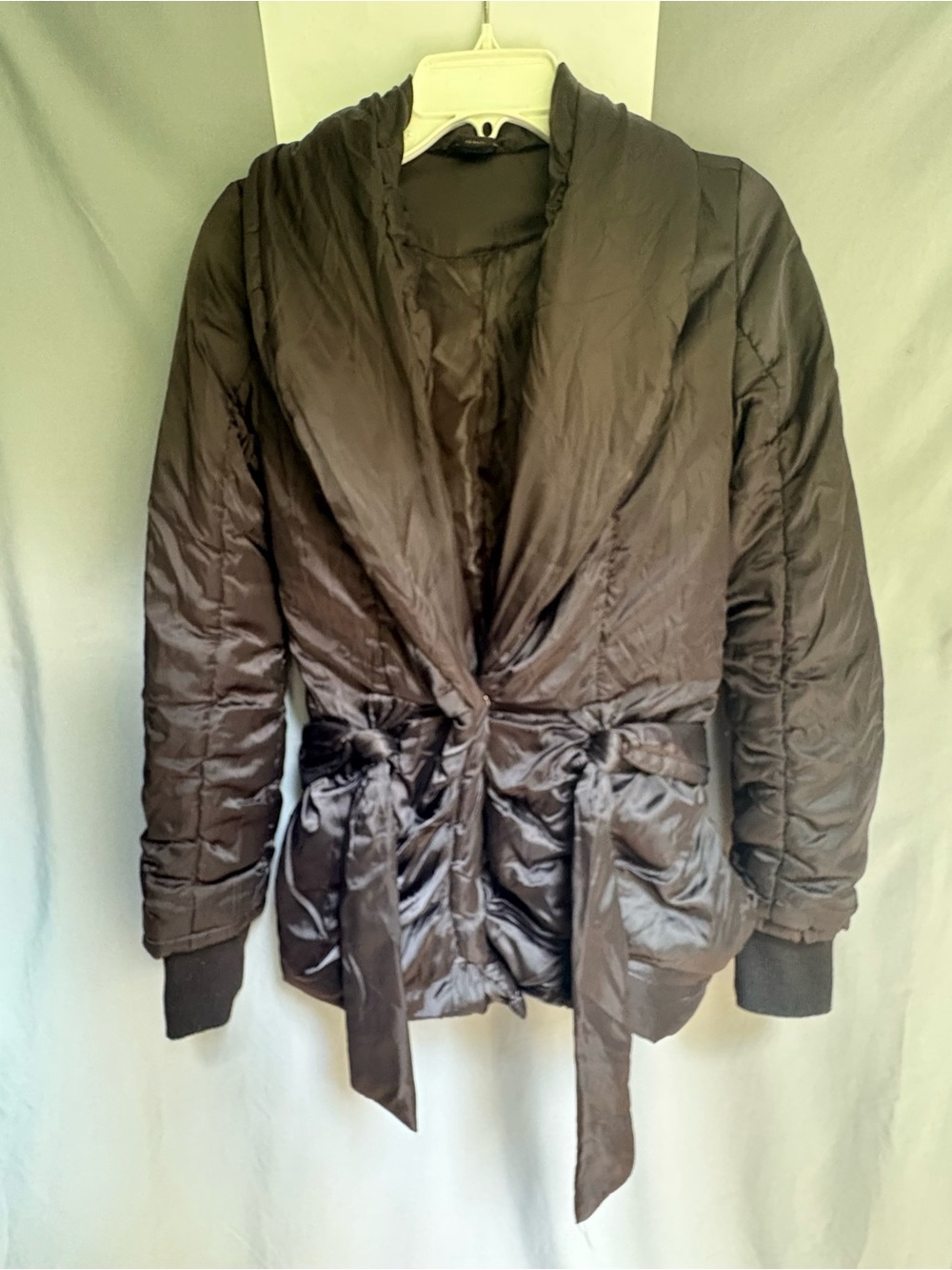 GUESS Jeans Y2K Slick Black Nylon Puffer Jacket Shawl Collar Snap Closure